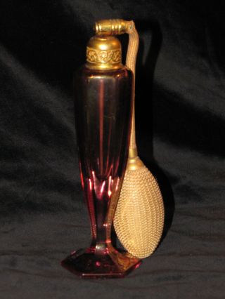 Vtg Antique Devilbiss Violet Crystal Glass Perfume Atomizer Bottle