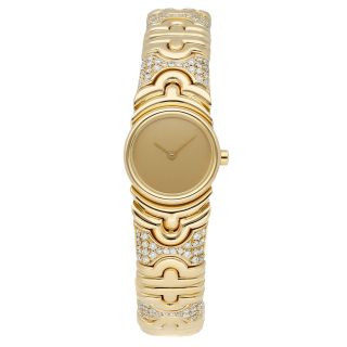 Bvlgari Parentesi Quartz 20mm Yellow Gold Diamonds Ladies Bracelet Watch Bj01