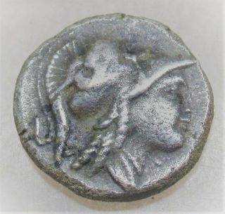 Ancient Greek Ar Silver Drachm Athena With Corinthian Helmet Rare