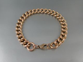 Vintage 1.  2 Oz.  9k Rose Gold Cable Link Bracelet,  14k Yellow Gold Lobster Clasp