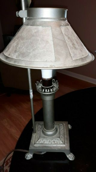 Antique Mica Lamp & Shade Mission Arts & Crafts (Stickley era) Adjustable height 2