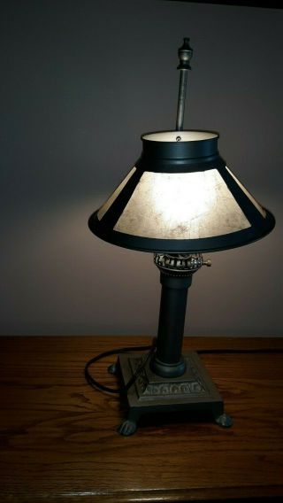 Antique Mica Lamp & Shade Mission Arts & Crafts (Stickley era) Adjustable height 3