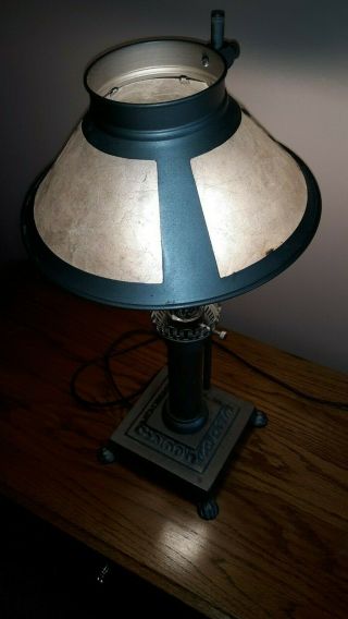 Antique Mica Lamp & Shade Mission Arts & Crafts (Stickley era) Adjustable height 6