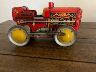Vintage Marx Windup Litho Toy Tractor
