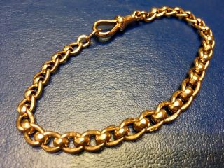 9ct Rose Gold Faceted Rollerball Curb Watch Chain Bracelet 16 Grams