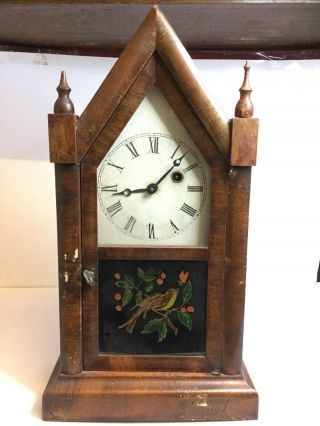 Antique Vintage Ansonia Wooden Mantel Mantle Clock For Spares Repairs Project