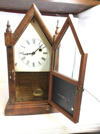 Antique Vintage ANSONIA Wooden Mantel Mantle Clock For Spares Repairs Project 6