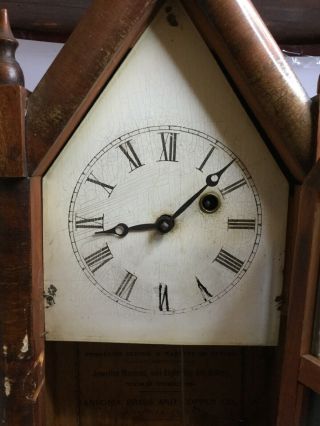 Antique Vintage ANSONIA Wooden Mantel Mantle Clock For Spares Repairs Project 7
