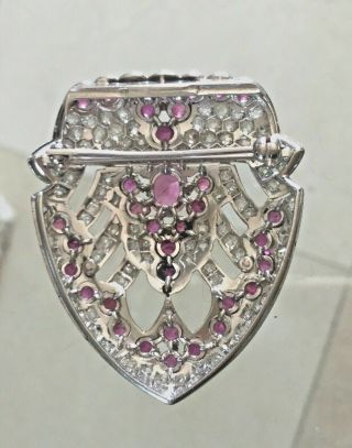 ANTIQUE ART DECO PLATINUM DIAMONDS RUBY,  S PIN - BROOCH FROM 1920TH. 2