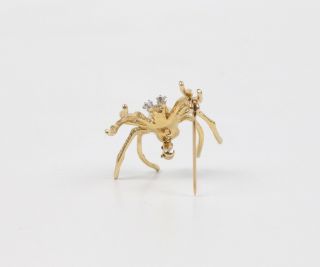 Spider Brooch Pin 14K Yellow Gold Diamonds Pearl 4