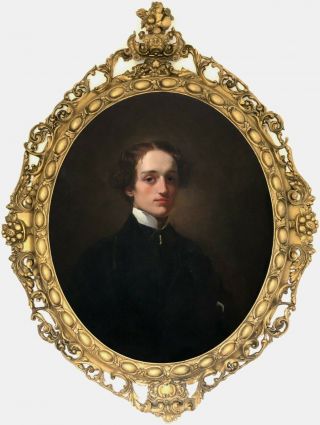 Portrait Of A Young Man Antique Oil Painting 19th Century Spanish School
