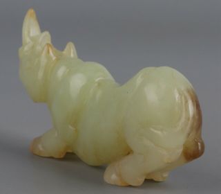 Chinese Exquisite Hand - carved rhinoceros Carving Hetian jade statue 3