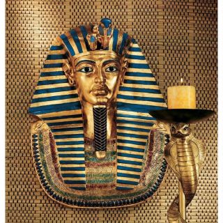Ancient Egyptian King Tut Golden Mask Tutankhamen Wall Sculpture