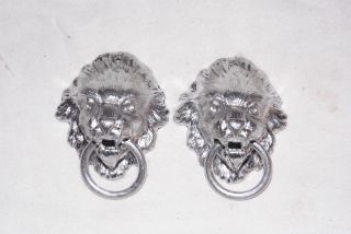 Two Metal Lion Head With Ring Clock Parts