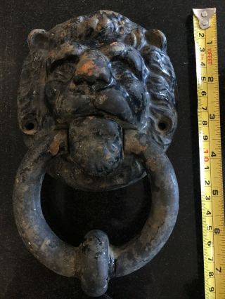 Vintage Antique Lion Head 1.  3kg Solid Cast Iron Door Knocker