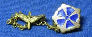 Wwi Army Air Service Wings & 5th Air Base Di Unit Crest Home Front Pins