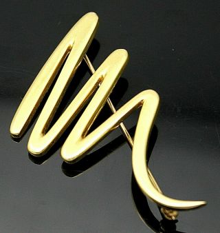 Authentic Tiffany & Co 1983 Paloma Picasso Squiggle Solid 750 18k Gold Brooch