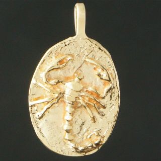 Custom,  Heavy,  Solid 14k Yellow Gold,  Scorpio,  Scorpion,  Estate Pendant