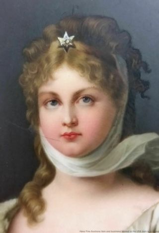 Antique Largest KPM Porcelain Portrait Painting EVER Queen Louise Prussia 3