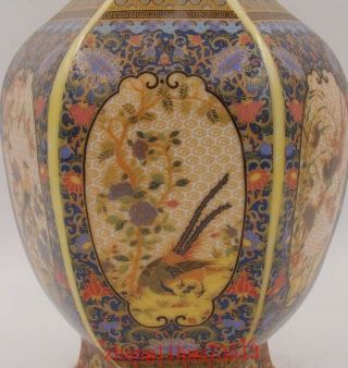 255mm Handmade Painting Cloisonne Porcelain Vase Flower Bird YongZheng Mark Deco 3
