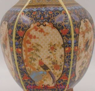 255mm Handmade Painting Cloisonne Porcelain Vase Flower Bird YongZheng Mark Deco 5