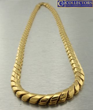 Ladies Italian Modernist 18k 750 Yellow Gold 17.  00 " Collared Necklace 38.  0g