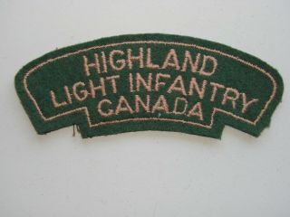 Canada Military Cloth Shoulder Title Badge The Highland Light Infantry
