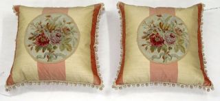Antique French Aubusson Pillow Matching Set Of Pillows Size 2 