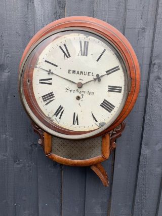 Very Rare Drop Dial Emanuel Southampton Wall Clock Railway Station School House