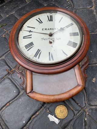 Very Rare Drop Dial Emanuel Southampton Wall Clock Railway Station School House 4