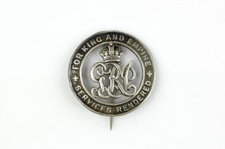 Vintage Sterling Silver World War 1 Wwi " Grj " Service Badge/pin