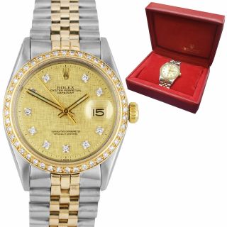 Rolex Datejust 36mm 18k Two - Tone Gold Stainless Steel Diamond Jubilee Watch 1601