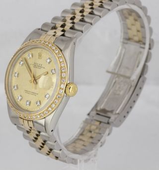 Rolex DateJust 36mm 18K Two - Tone Gold Stainless Steel Diamond Jubilee Watch 1601 2