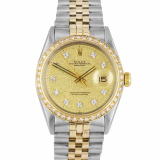 Rolex DateJust 36mm 18K Two - Tone Gold Stainless Steel Diamond Jubilee Watch 1601 8