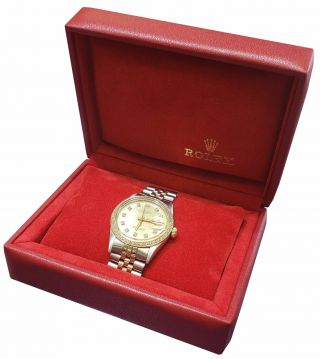 Rolex DateJust 36mm 18K Two - Tone Gold Stainless Steel Diamond Jubilee Watch 1601 9