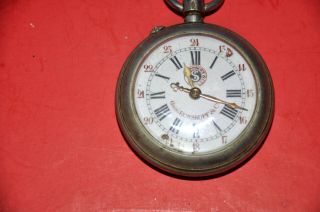 ANTIQUE 1900 ' S GEORGE ROSSKOPF & CO SWISS POCKET WATCH W/ SILVER CASE NEEDS TLC 2