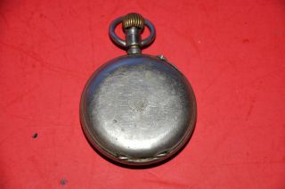 ANTIQUE 1900 ' S GEORGE ROSSKOPF & CO SWISS POCKET WATCH W/ SILVER CASE NEEDS TLC 5