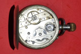 ANTIQUE 1900 ' S GEORGE ROSSKOPF & CO SWISS POCKET WATCH W/ SILVER CASE NEEDS TLC 7