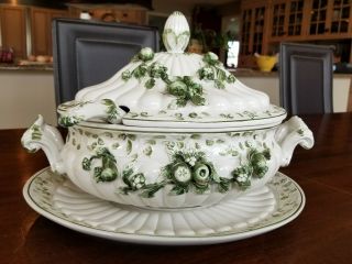 VINTAGE ITALIAN SOUP TUREEN WITH LADLE AND UNDERPLATE MADE IN ITALY 2