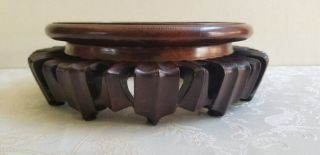 Large Vintage Chinese Carved Wooden Stand For Vase.