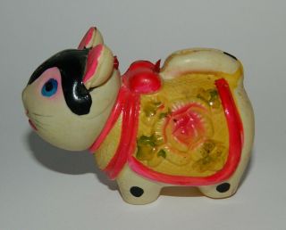 VINTAGE VERY RARE ART DECO CELLULOID CHINESE CAT CANDY CONTAINER TOY JAPAN 50 ' s. 3