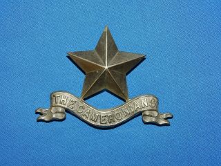 WWI - WWII British Cap Hat Badge,  Helmet Plate,  THE CAMERONIANS (34) 2