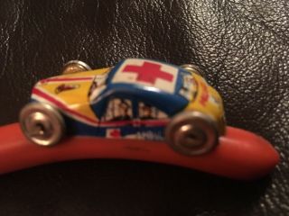 VINTAGE METAL TOY CARS,  1950’s,  JAPAN,  TAXI,  POLICE,  AMBULANCE,  FIRE,  TIN,  OLD 6