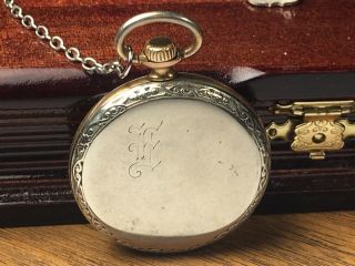 c.  1929 ELGIN DIPLOMAT ANTIQUE ART DECO POCKET WATCH w/chain & fob KEEPING TIME 4