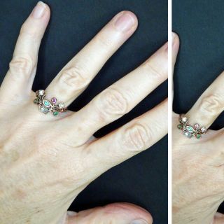 Georgian Giardinetti Ring 15ct Gold Diamonds Emeralds Ruby Antique Jewelry (6617 6