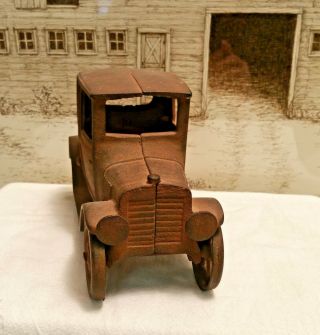Old Antique Large Cast Iron Model T Ford Coupe Toy Car Automobile 3