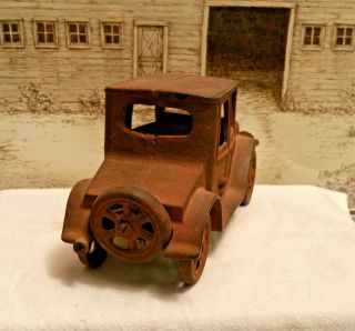 Old Antique Large Cast Iron Model T Ford Coupe Toy Car Automobile 4