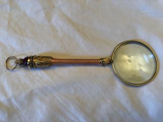 Antique Peter Carl Faberge Master Magnifying Glass Gold Gilted Silver Exquisite
