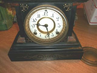 Antique Ansonia Clock Co.  Cast Iron Metal Shelf Mantle Clock