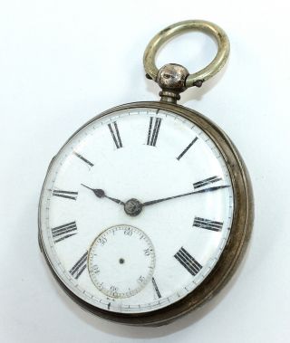 English Fusee Pocket Watch In Sterling Silver 45mm Case - Dh705